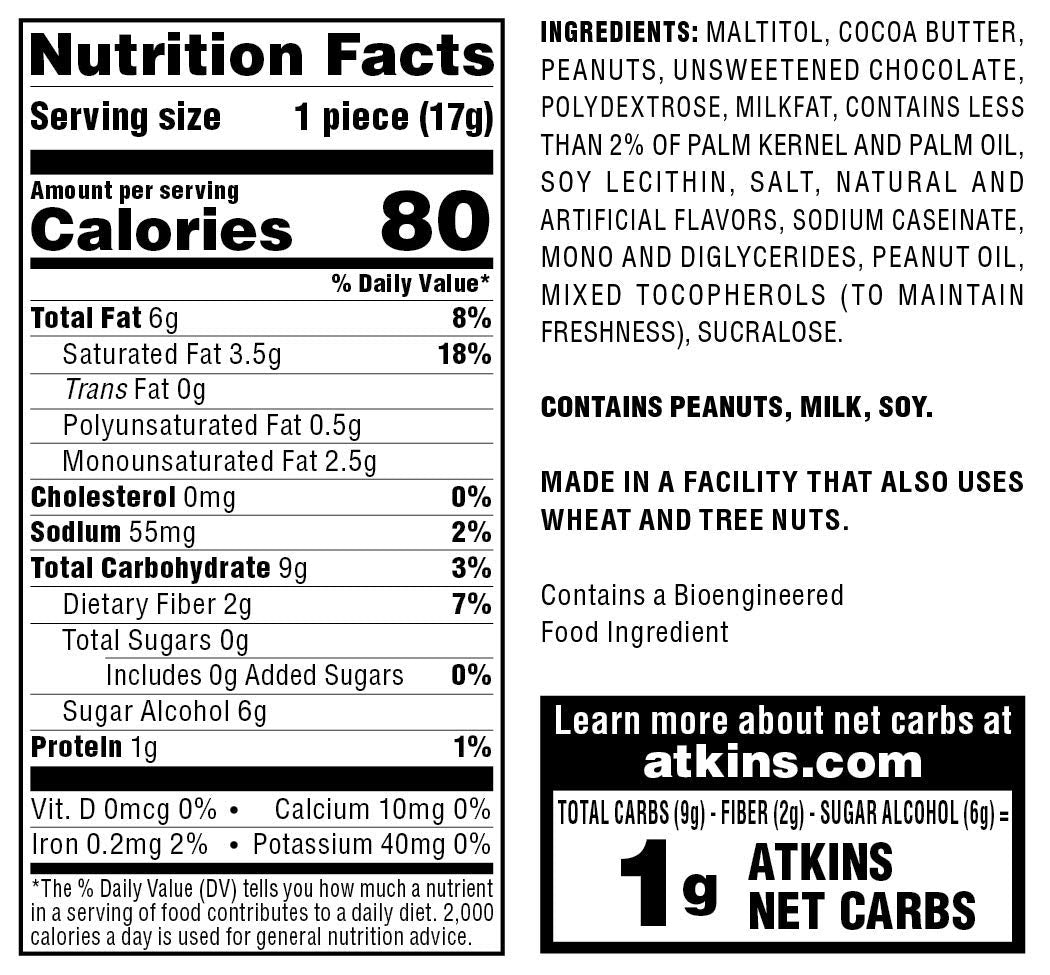 Atkins Endulge Peanut Butter Cups, 20 count low carb dessert with 0g sugar