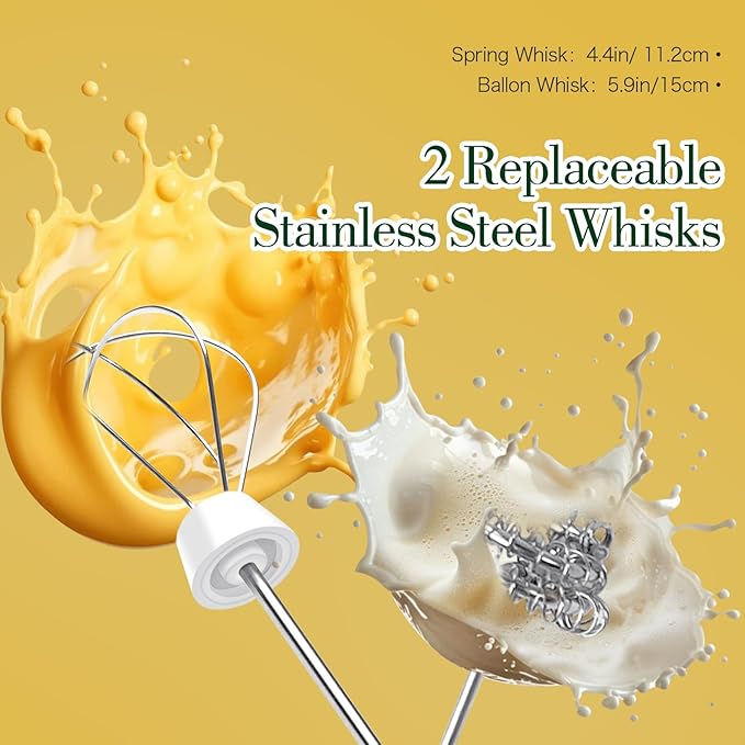 Milk Frother Hand Mixer, Rechargeable Electric Whisk, Cordless Handheld Foam Stirrer with 2 Heads 3 Speeds, For Latte, Cappuccino, Hot Chocolate, Egg, Protein Powder (Black)