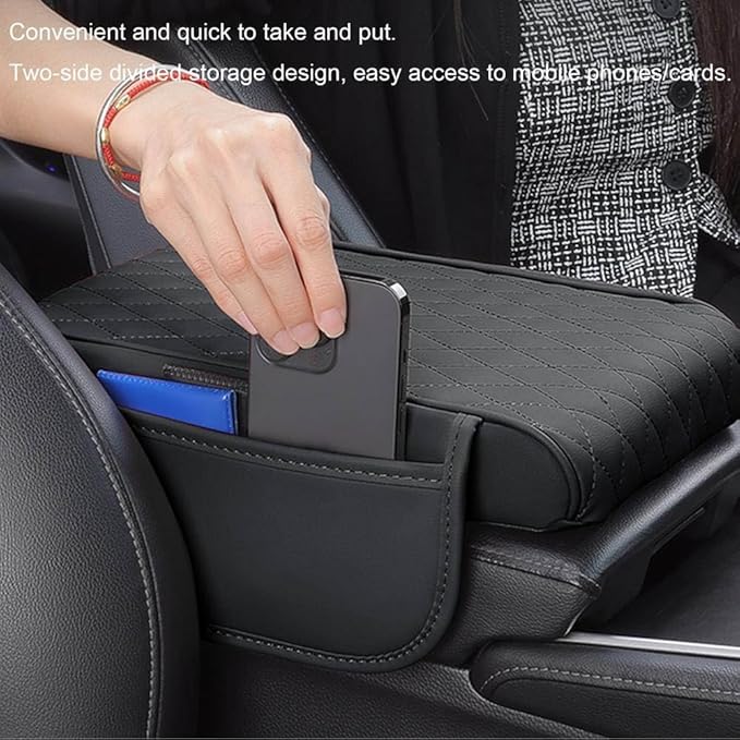 for Alfa Romeo Stelvio (949) 2017 2018 2019 2020 2021 2022 Car Center Console Cover, Leather Memory Foam Protection Pad, Hand Rest Pillow with Height Increase, Interior Accessory,Black, normal