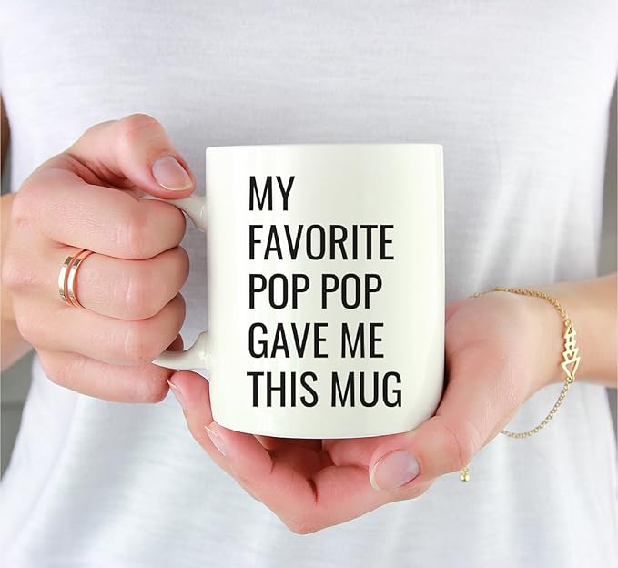 Andaz Press 11oz. Funny Coffee Mug Gag Gift, My Favorite Pop Pop Gave Me This Mug, 1-Pack, Grandson Granddaughter Birthday Christmas Sarcastic Humor Gift Ideas