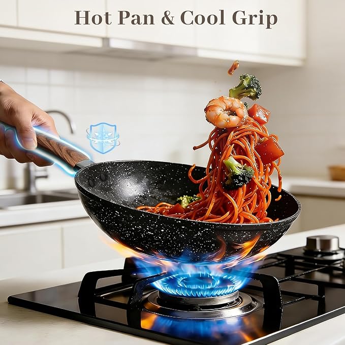 Frying Pans Skillet - 9 Pieces Nonstick Frying Pan Set Includes 3 Sizes (8"/ 10"/ 12"), PFOA Free, Induction & Oven Safe, Easy to Clean for Home Daily Cooking