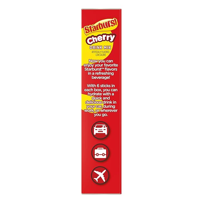 Starburst Singles To Go Powdered Drink Mix, Cherry, 6 Boxes with 6 Packets Each - 36 Total Servings, Sugar-Free Drink Powder, Just Add Water, 6 count (Pack of 6)