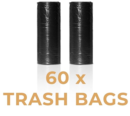 VViViD Automotive Trash Can, Pack of 2, with 60 x Replacement Trash Bags, Clip onto Car Door, Seat Back Pocket, Or Free-Standing Home, Office