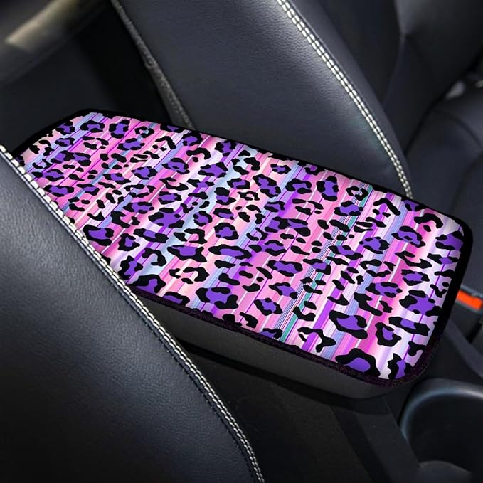 Blue Leopard Print Car Center Console Cover Blue Cheetah Armrest Cover Pad Protector Decor SUV Truck Vehicle Center Console Pad Leopard Automotive Interior Accessories=