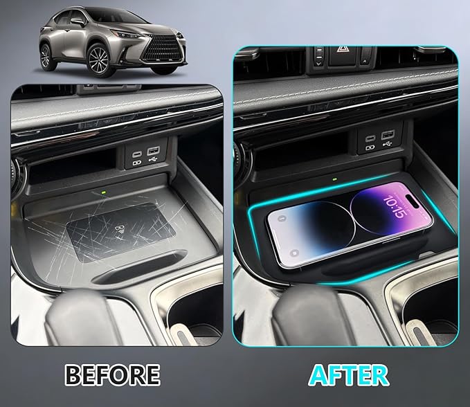 Wireless Charging Anti-Slip Mat for Lexus 2022-2026 NX NX250/NX350/NX350h/NX450h+ Accessories Silicone Material Center Console Liner Protective Pad