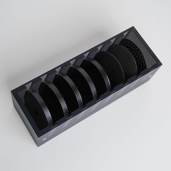 Normcore 58mm Coffee Tamper Base Storage Holder, Holds 8 Types of Puck Screen Rack Acrylic Stand Modular Station for 58mm Espresso Machine Accessories, Frosted Black
