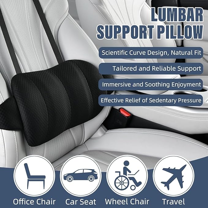 1 Piece Automotive Seat Lumbar Support Pillow for Chevrolet Equinox 2010-2017, Driving Lower Back Cushion Ergonomic Orthopedic Posture Rest