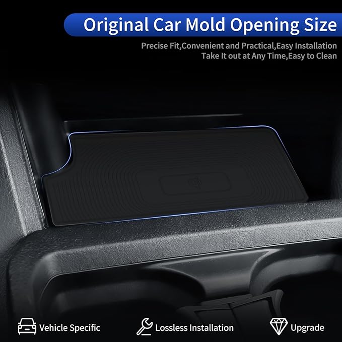 Car Wireless Charger Silica Gel Pad Suitable for 2016-2023 Toyota Tacoma Mobile Phone Charging Non-Slip Mat Interior Modification Accessories (Wireless Charger Pad -Not a Charging Device)