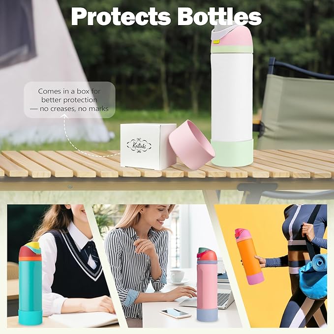 2PCS Silicone Boot for Owala 24oz FreeSip Water Bottle, Anti-Slip Scratch-Resistant Bottom Sleeve, Protective Sports Bottles Accessories, BPA-Free