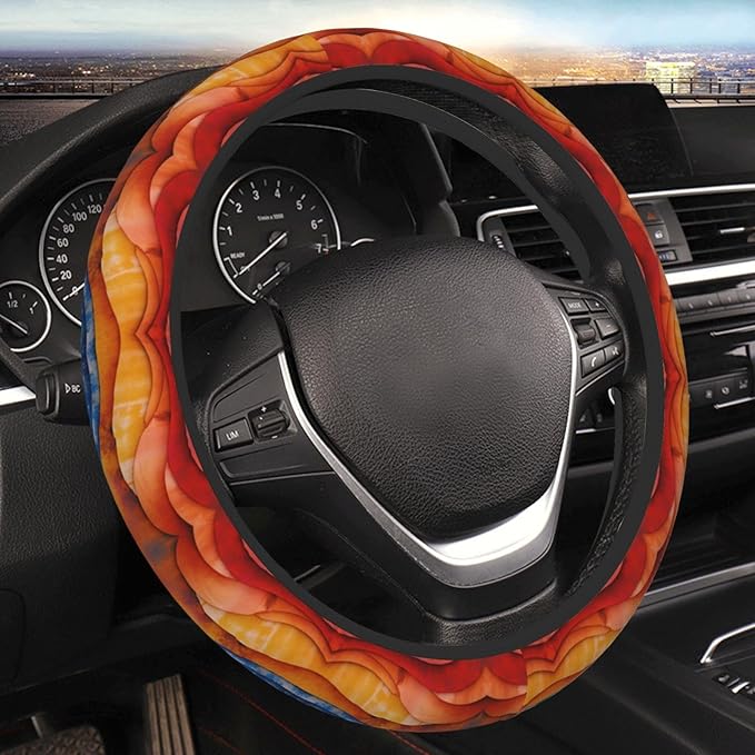 Retro Armenian Neoprene Steering Wheel Covers Women Men Car Accessories, Universal 15 Inch Fit Auto, Suvs, Truck