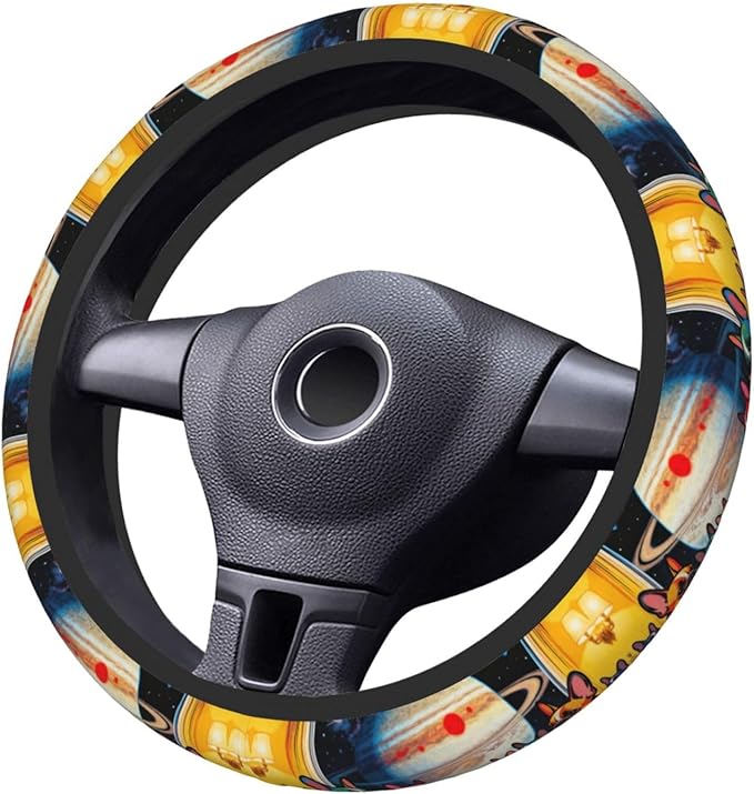 Pit-Bull Print Neoprene Steering Wheel Covers Women Men Car Accessories, Universal 15 Inch Fit Auto, Suvs, Truck