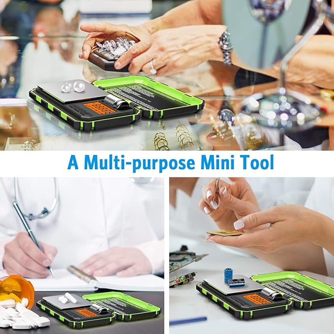 AMIR Digital Mini Scale, 200g /0.01g Pocket Scale, 50g Calibration Weight, Electronic Smart Scale, 6 Units, LCD Backlit Display, Tare, Auto Off, Stainless Steel (Battery Included)