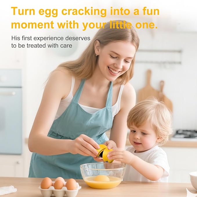 Egg Cracker, Silicone Egg Shell Opener, Cute Egg Shaped Design, Opens Eggs with Ease, A Little Happiness Boost for Your Kitchen (1, Yellow)