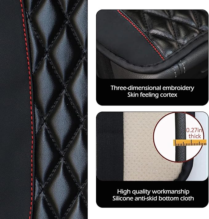 Car Center Console Cover, Leather Waterproof Car Armrest Cover Cushion, Auto Center Console Cushion Pad, Auto Interior Accessories for Most Vehicle, SUV, Truck (Black)