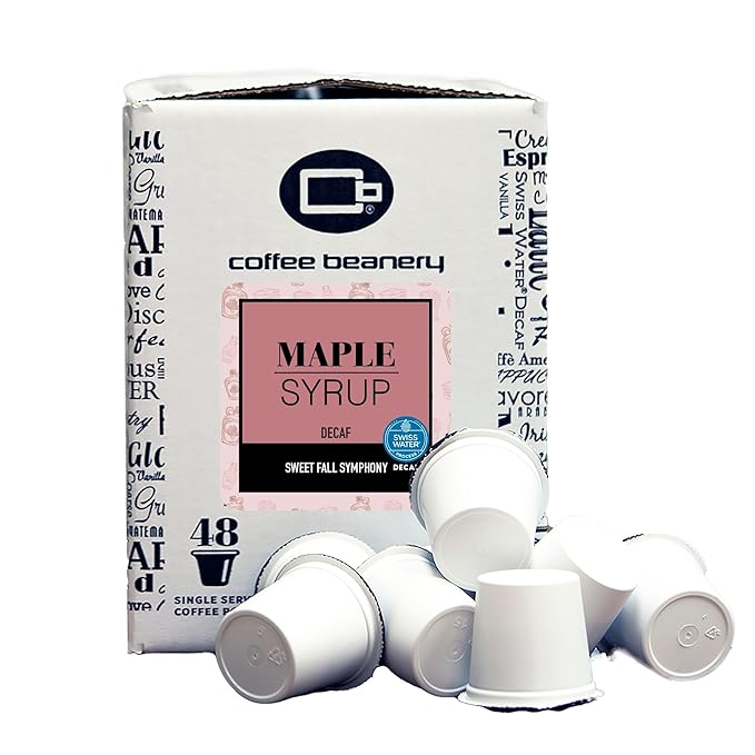 Maple Syrup Decaf Coffee Pods by Coffee Beanery | 48ct Bulk Flavored Decaf Coffee Pods Medium Roast Coffee Pods| 100% Specialty Arabica Coffee| Gourmet Coffee Pods