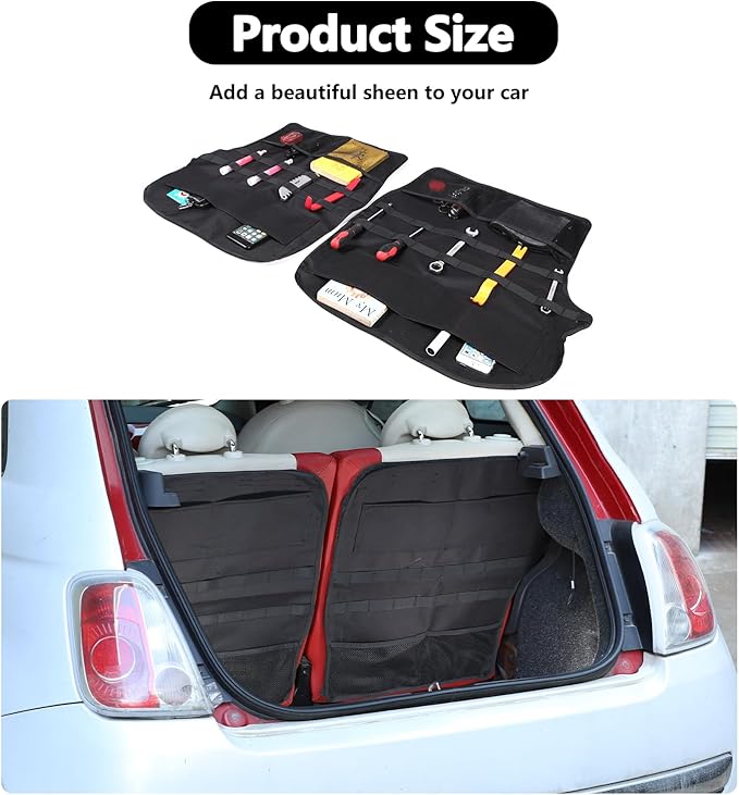 Car Trunk Storage Bag Storage Pockets Compatible with Fiat 500/500 Abarth 2016-2024 Car Trunk Backseat Panel Hanging Organizer Oxford Cloth Storage Bag (Rear seat panel storage bag（07-15）)