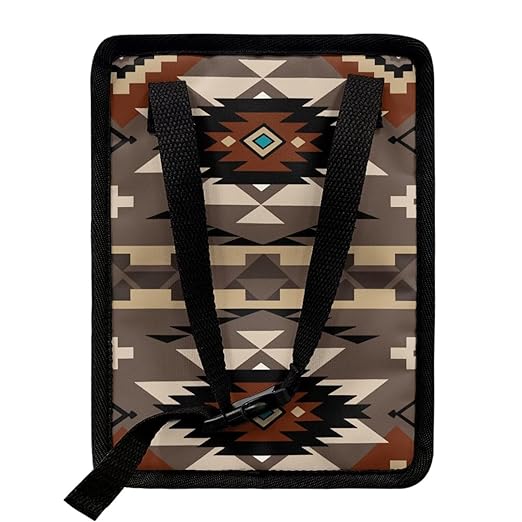 Car Trash Bags for Back Seat Car Garbage Bin with Lid Foldable Auto Interior Storage Bags Hanging Accessories, Southwestern Geometric Aztec Tribal Print