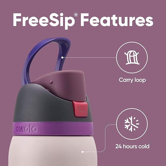 Owala 40oz Insulated Tumbler and 24oz Insulated Water Bottle Bundle with Lids and Straws, Purple and Dreamy Field