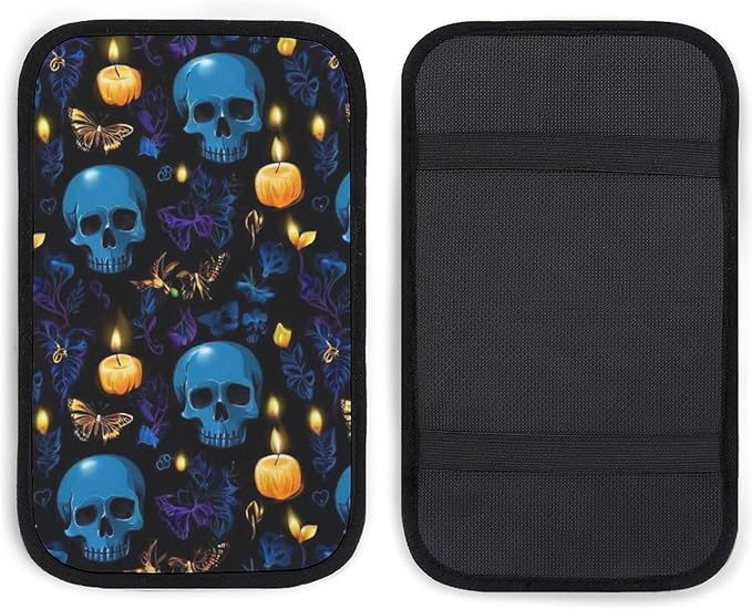 for Halloween Goth Moon Black cat Raven Skull Cover for Car for Women Car Center Console Pad Universal Fit Auto Interior Accessories, Car Armrest Seat Box Cover for Most Vehicle