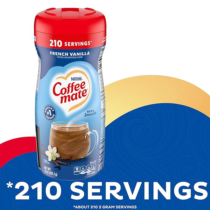 Coffee mate French Vanilla, Hazelnut Powdered Creamer Variety, 15 oz (Pack of 2)