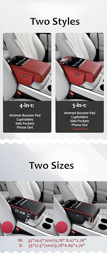 Armrest Pad for Car w/Type-C Charging Interface, Car Center Console Cup Holder, Interior Car Accessories, 2 Sizes& Styles (Upgraded Version, Orange, M: 35×20.5×7cm / 13.78×8.07×2.76’’)