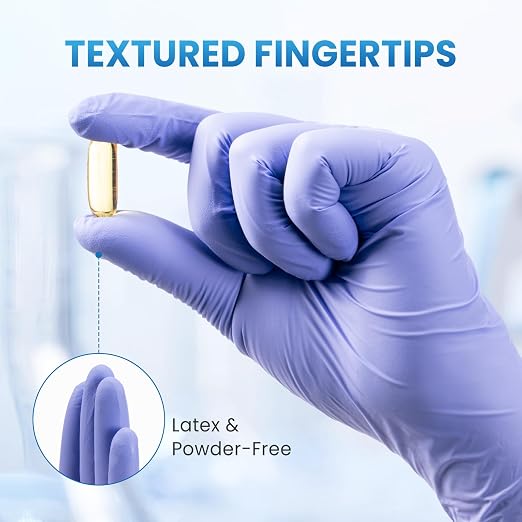 Borje Nitrile Exam Gloves Large, 100 Count Disposable Gloves, Iris Blue, Latex-Free Powder-Free, Food Safe, Cooking, Cleaning