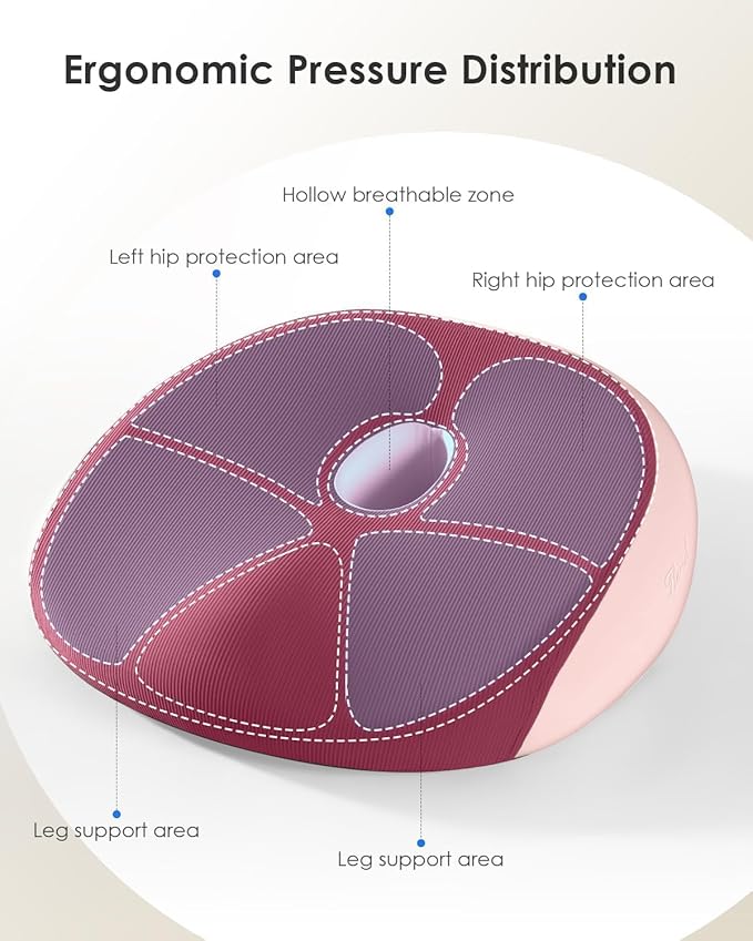 FLORICH Large Car Seat Cushion for Long Sitting, Ergonomic Memory Foam Driving Seat Cushion for Back & Sciatica Pain Relief, Non-Slip Washable Seat Cushion for Car, Driver, Office-Pink
