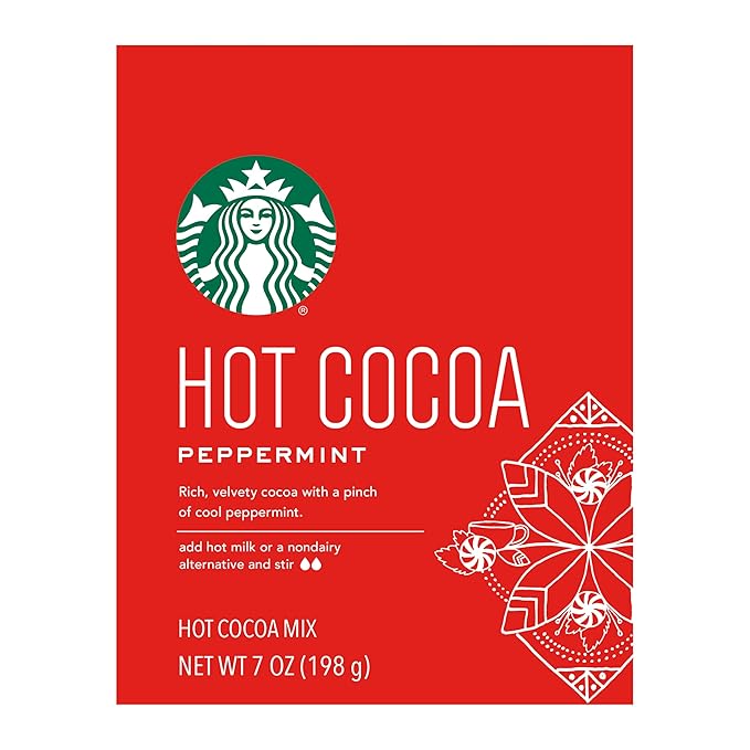 Starbucks Hot Cocoa Mix Tin, Peppermint Hot Cocoa Mix, 7 Ounce Tin (Pack of 6)