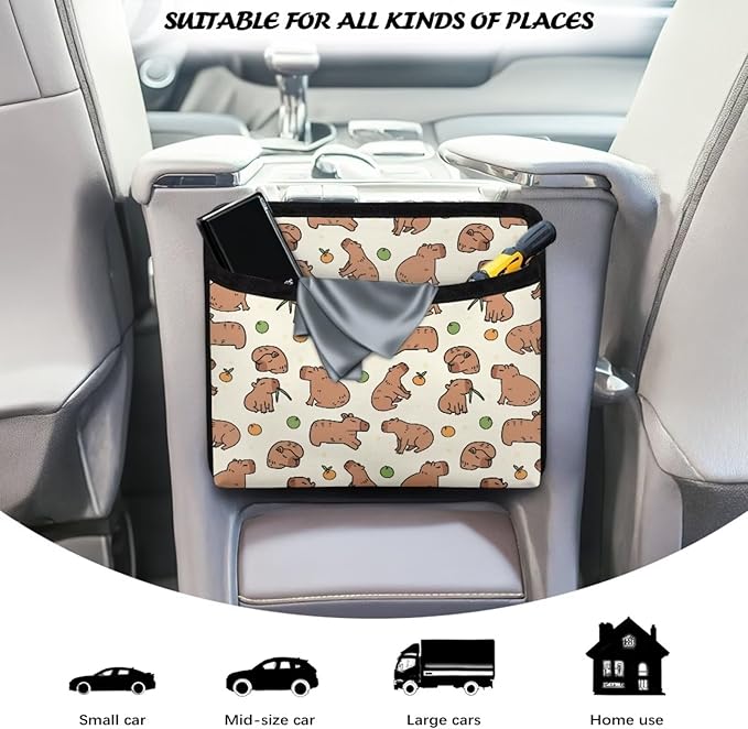 Capybara Car Organizer Storage Between Seats Front Back Seat Storage Pocket for Car Universal Auto Console Door Window Storage Bag for Interior Organizer Holder for Phone Sunglasses