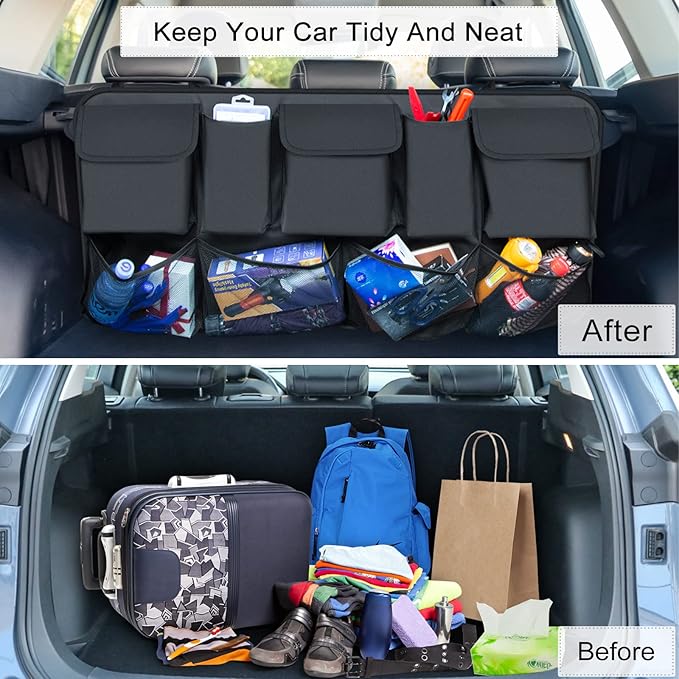 Car Trunk Organizers,Backseat Hanging Organizer with 9 Large Storage Bag,Car Trunk Tidy Storage Bag Organizer