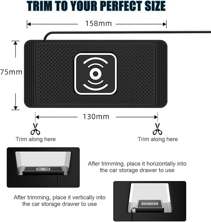 Wireless Charging Pad for Car for Lexus GX460 GX470 LC500, 15W Fast Wireless Charger Mat Non-Slip Silicone Car Center Console Phone Charging Pad,A/15W-Type-c