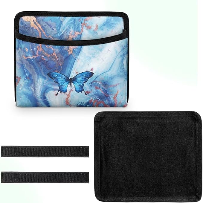 Blue Marble Print Car Side Pocket Organizer Holder for Cell Phone Sunglasses Cards Car Hanging Storage Bag Pocket Between Seats Auto Console Door Window Storage Bag
