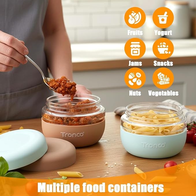 Tronco 32 oz Glass Food Storage & Lunch Bowl Containers with Airtight Lids | Leakproof Meal Prep Container with Silicone Sleeve, Microwave & Dishwasher Safe, Soup & Stew, Office Lunch, BPA-Free, 1 Pack