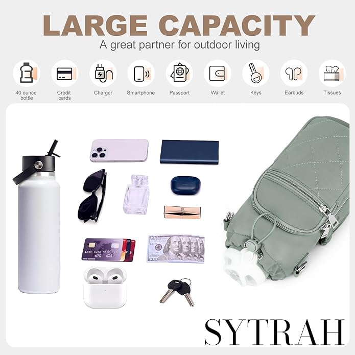 Water Bottle Carrier Bag with Strap, Water Bottle Purse with Phone Pocket 40oz for Walking Hiking