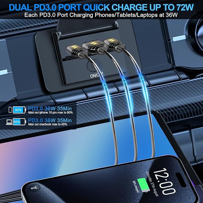 2PCS 3 Ports 12V RV USB Outlet 90W, Dual PD3.0 Type-C Quick Charge 72W & USB QC3.0 18W Panel Wall Mount, Automotive Car Socket Charger Adapter for RV Marine Boat Bus ATV Motorcycle Truck