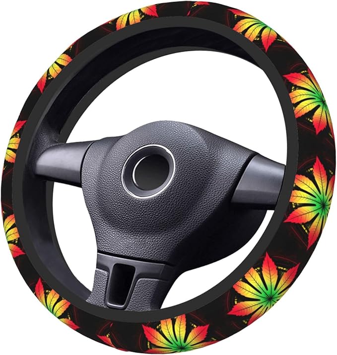 Weed Neoprene Steering Wheel Covers Women Men Car Accessories, Universal 15 Inch Fit Auto, Suvs, Truck