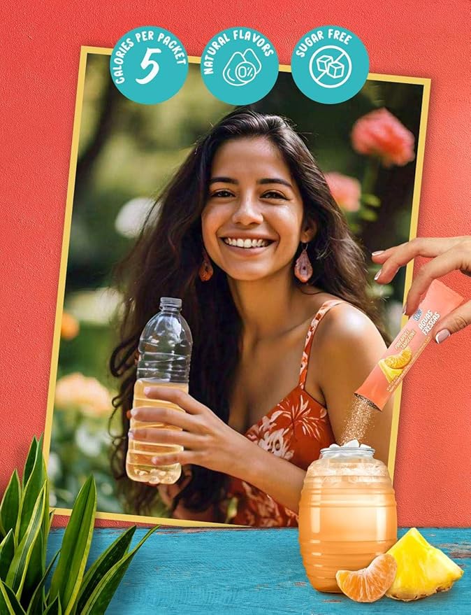 Klass Aguas Frescas, Powdered Drink Mix Variety Pack, 44 Singles Zero Sugar & Caffeine-Free Powder Packets, Water Drink Mix, Flavors: Cucumber Limeade Pineapple Tangerine Strawberry Watermelon & Hibiscus Berries - 5 Calories Per Packet & Natural Flavors