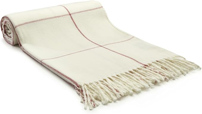 Arus Acrylic Highlands Collection Queen Size Tartan Plaid Design Throw Blanket Pink Stripes, 60x80 inch