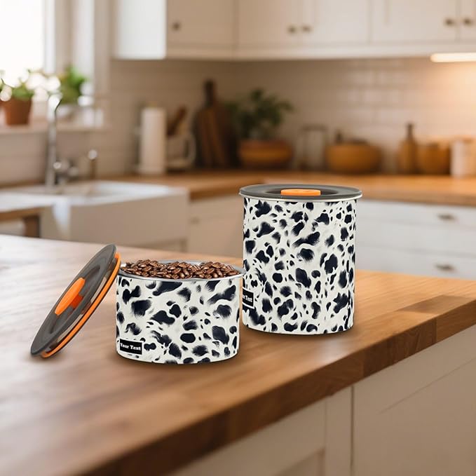 ALAZA Cow Prints Airtight Coffee Bean Canister Customed 500ml Food Storage Containers with Lids For Gournd, Tea, Sugar, Flour, Rice, Cereal, Candy Cookie Jar