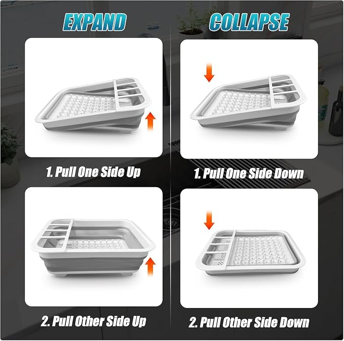 4 Pack Collapsible Dish Drying Rack Portable Dish Rack for Kitchen RV Campers Travel Trailer - Space Saving Kitchen Storage Tray, Send Goods from Local Warehouse