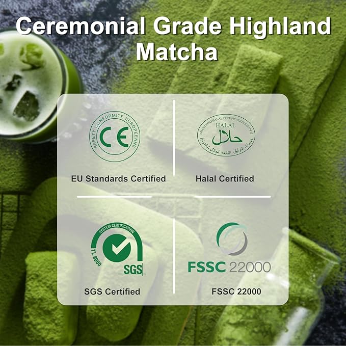 Letstay Matcha, Matcha Powder Ceremonial Grade Highland Matcha Tea Organic Matcha Green Tea - Premium 1st Harvest - Zero Sugar, Halal Certified & SGS Certified & FSSC 22000, 30g (1.06oz) Tin