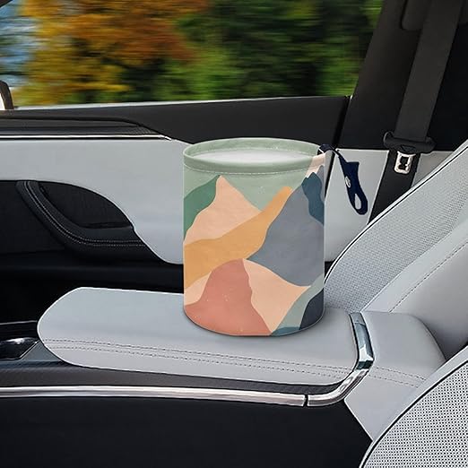 Car Trash Can with Hanging for Back Seat, Car Accessories for Women Men Automotive Garbage Cans Vehicle Trash Can for Truck SUVMountain