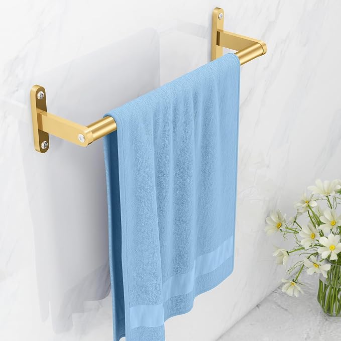 KLJKPA Gold Towel Bar, 16 Inch Towel Rack for Bathroom Wall Mounted | Heavy Duty Single Towel Rod, Space-Saving Hand Towel Holder, Stainless Steel