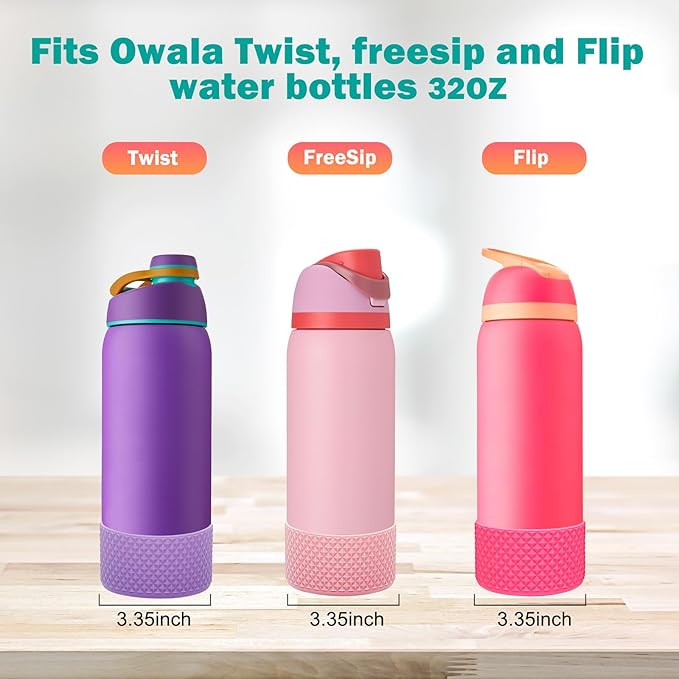 WK IEASON 2Pcs Silicone Boot for Owala Water Bottle, Protective Flask Bottom Cover Base for Owala FreeSip Twist and Flip Flask Water Bottle Accessories-3.35inch Bottom Diameter