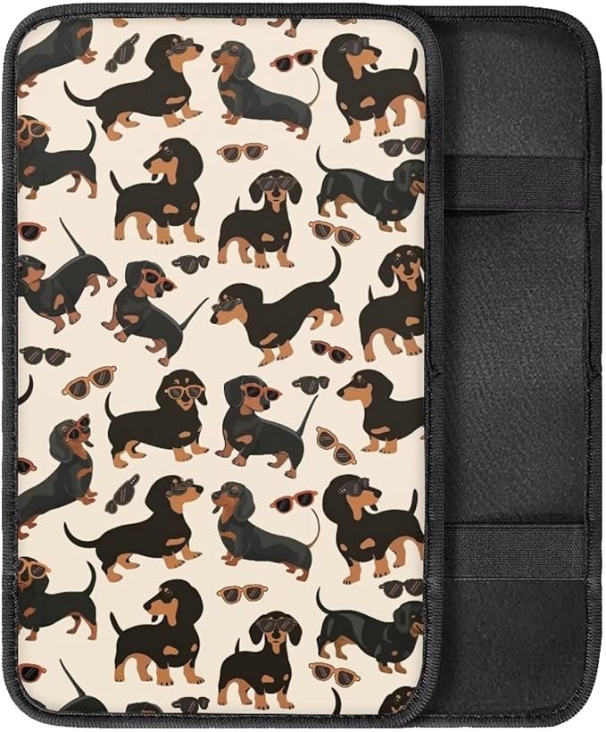 Dachshund Center Console Cover Soft Armrest Console Cover Soft Auto Armrest Console Cover Protect from Pet Claws Universal Fit for Auto Truck Van SUV