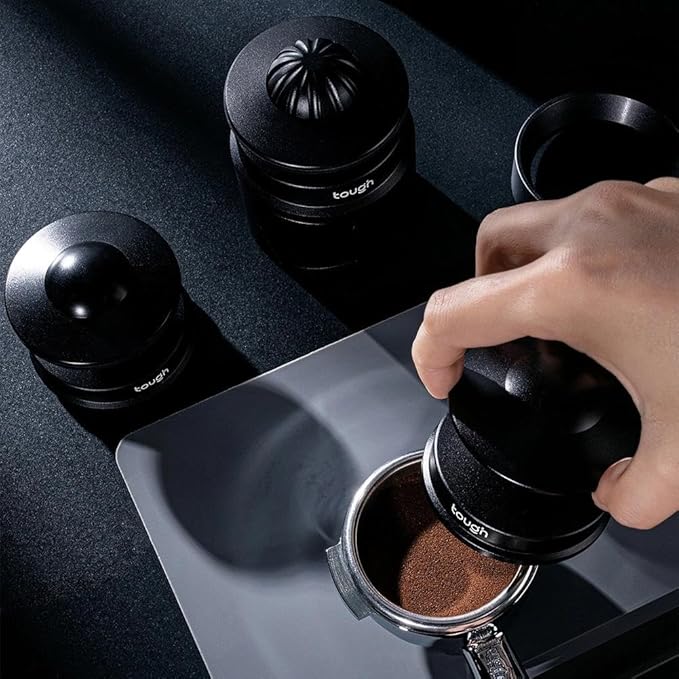 Espresso Tamper 58.5mm,Calibrated Spring Loaded Coffee Tamper Tool with Flat Base & UFO Design, Fits 58mm Portafilters, Coffee Accessories, Matte Black