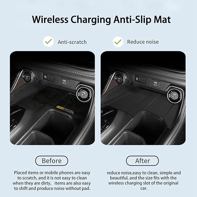 Wireless Charging Anti-Slip Mat for 2026 2025 2024 Toyota Grand Highlander Soft Silicone Anti-Scratch Car Center Console Phone Charger Protective Pad Liner Interior Accessories (Black)