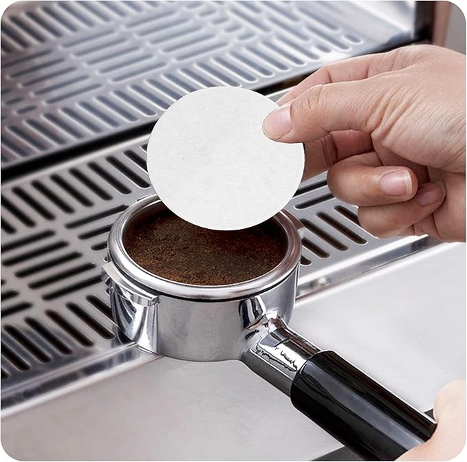 100PCS 53mm Espresso Paper Filters - Unbleached Coffee Filter Papers for Portafilter Baskets, Puck Screen Protection Compatible with Most Espresso Machines