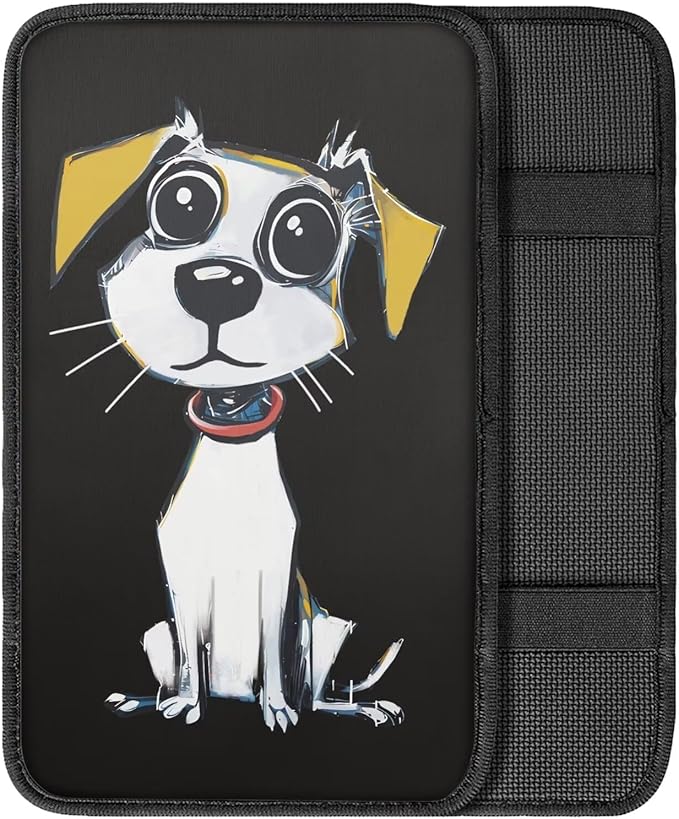 Mintutlipy Cute Dog Car Center Console Cover Cute Dog Car Storage Box Mat Automotive Armrest Pad Armrest Cushion Easy to Clean