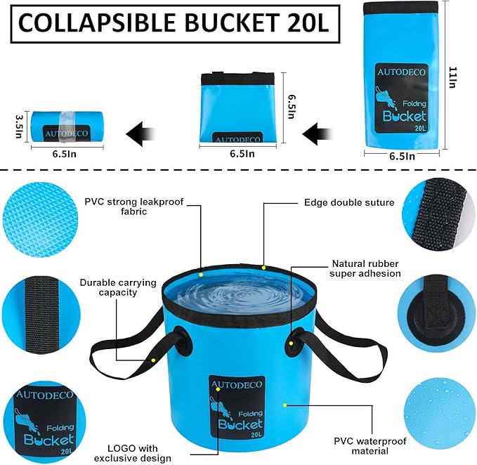 AUTODECO 42Pcs Car Wash Detailing Kit Cleaning Set with Foam Gun Sprayer, Long-Handle Brush, Collapsible Bucket, Large Wash Mitt, Towels, Complete Interior & Exterior Car Washing Supply Set (Blue)